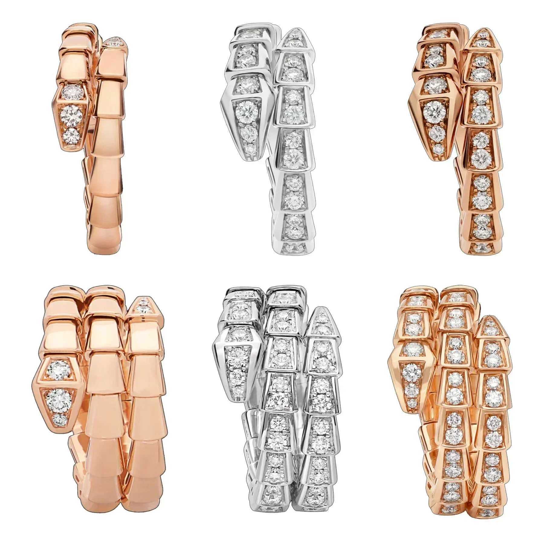 Band Rings S925 Silver 2024 New High-end Luxurious Snake Viper Ring Pav Diamond Elegant Noble and Confident Suitable for Banquets J250217KUHX