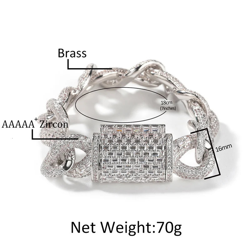 Hip Hop 5 CZ Stone Bling Iced Out Infinity Round Cuban Link Chain Necklace for Men Rapper Jewelry Gold Silver Color 250214