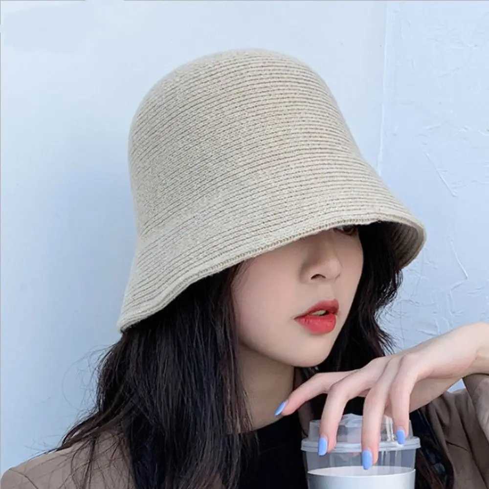 Warm Wool Bucket Hat Portable Foldable Casual Sun Cap Outdoor Sunscreen Winter Panama Hat Women W250217