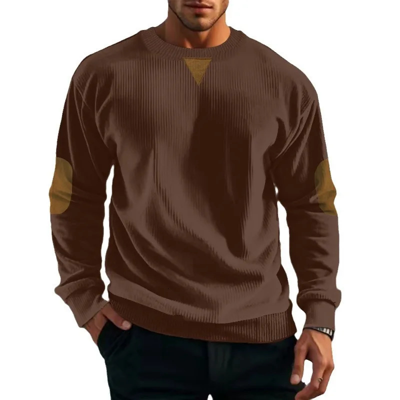 selling spring and autumn European size mens round neck casual standup collar corduroy longsleeved sweater men 250214
