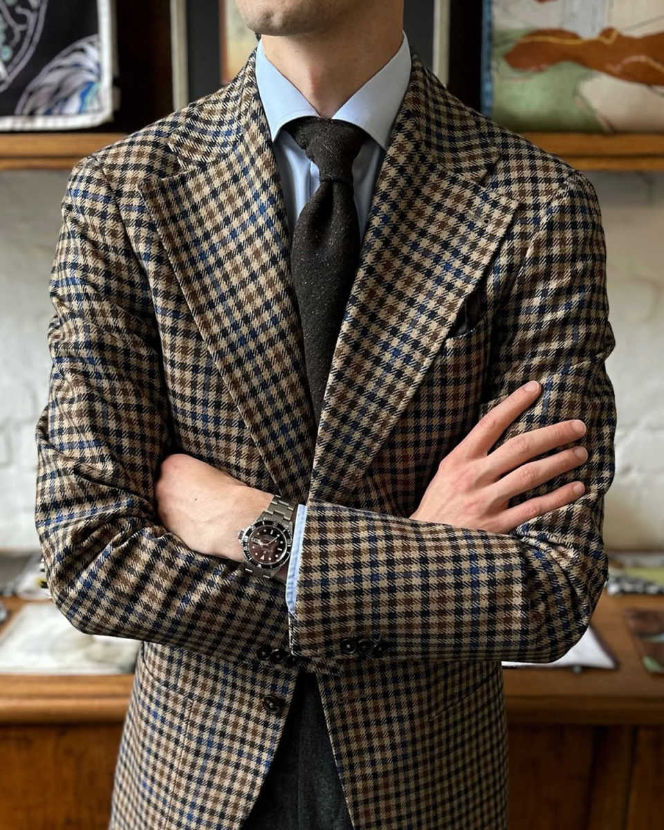 Classic Wedding Tuxedos Damier Check Two Button Men Suits Handsome Peaked Lapel Jacket Pants Groom Blazers Customized