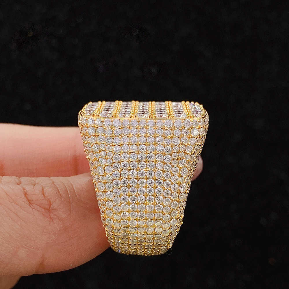 Hip hop diamond 925 silver set D-COLOR VVS Mohsen ring mens and womens rings ins fashion trend diamond