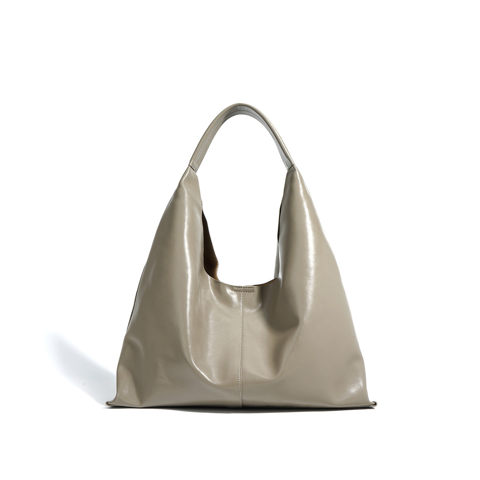 Bag Leather Capacity Casual Niche Design, High-End Feel, Cowhide Large Bag, Single Shoulder Armpit Bag