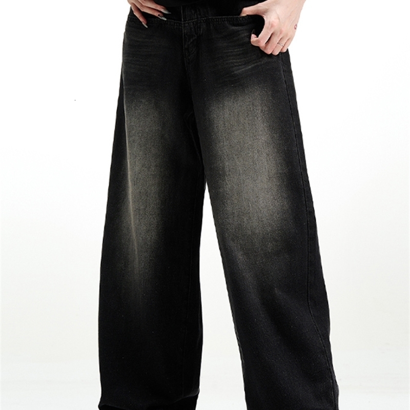 Male Classic America Hip Hop Rap Jeans Wide Leg Youth Men Straight Retro Loose Trousers Oversized Denim Pants 250113