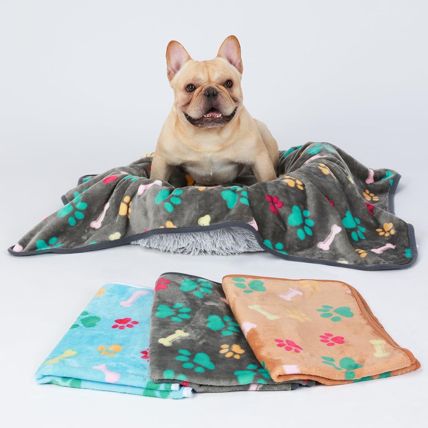 Pet Blanket Flannel Coral Fleece Dog Cat Paw Pad Kennel Cushion Print bone Plush Mats