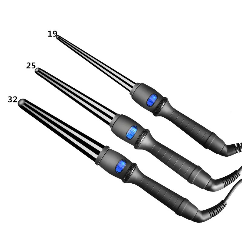 LCD curlers conical curling iron single tube ceramic glaze pear flower cone electric hair curly hair 250214