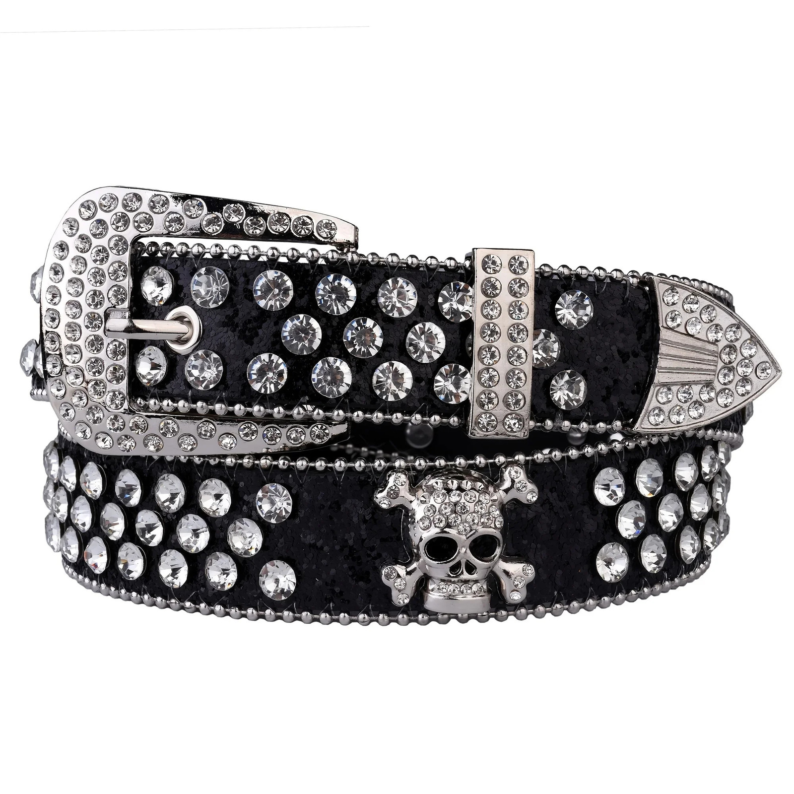 Rhinestone SkullBelt Western Cowgirl Belts For Women Girls Studded PU Leather Country Belt 250213