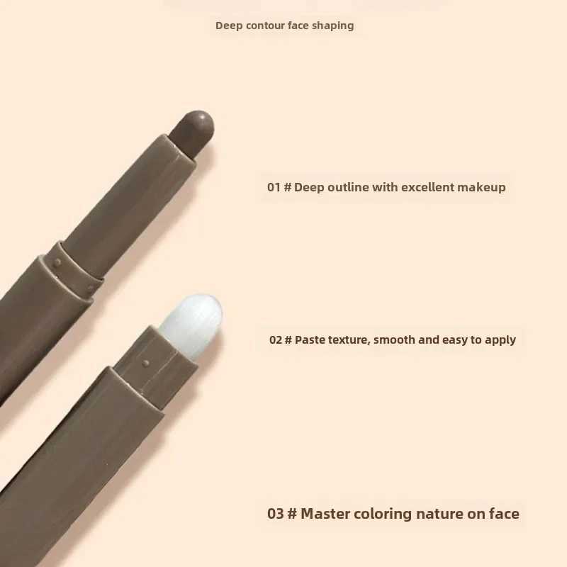 Double Head Contour Stick Bronzer with Brush Face Nose Shadow Cream Contour Pen Waterproof Lasting Contouring Makeup CosmeticsW250217