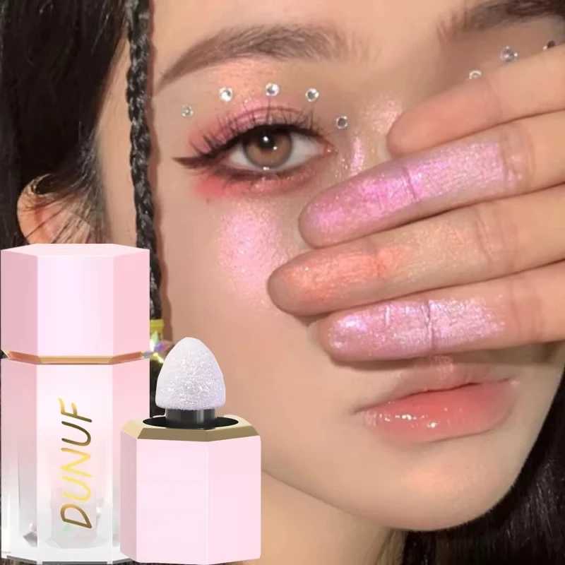 DUNUF Waterproof Glitter Liquid Highlighter Illuminator Makeup Highlighter Sponge Stick For Face Body Makeup For Women CosmeticsXJ250217