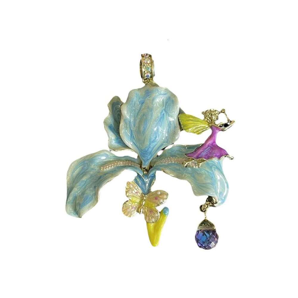 Vintage 3D Iris Butterfly Pendant - Heavy Duty Enamel, Elegant & Fashionable