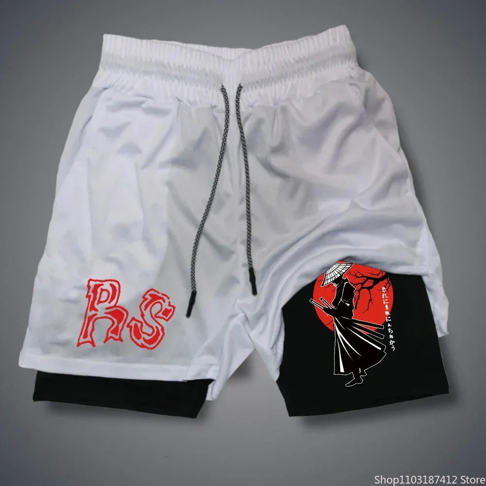 Summer Mens Gym Fitness Workout Shorts Quickdrying Twoinone Sports Compression Doublelayer Casual Daily M3XL 250214