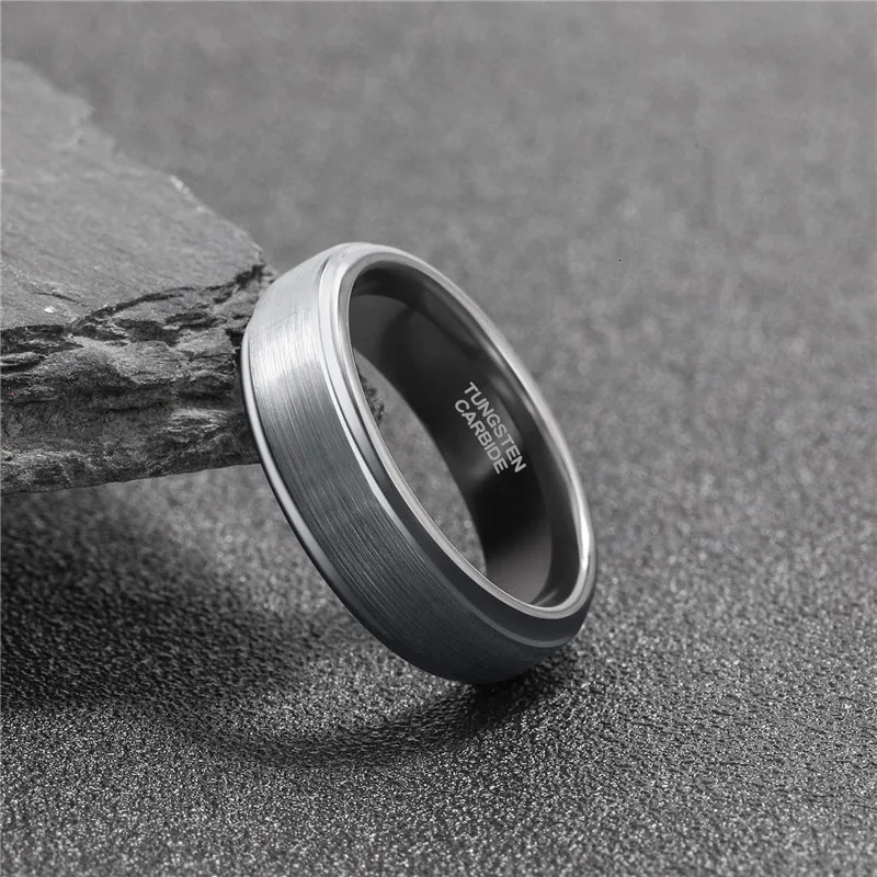 Tigrade Tungsten Carbide Ring for Man Wedding engagement Band 6/8mm Silver Color Classic n Engraving Rings size 15 250213