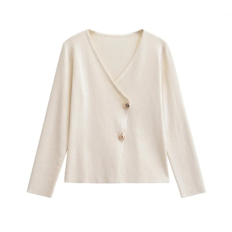Autumn Balck Cardigans Sweater Tops Women Fashion Casual Vneck Asymmetric Knitted Jacket Female 250211