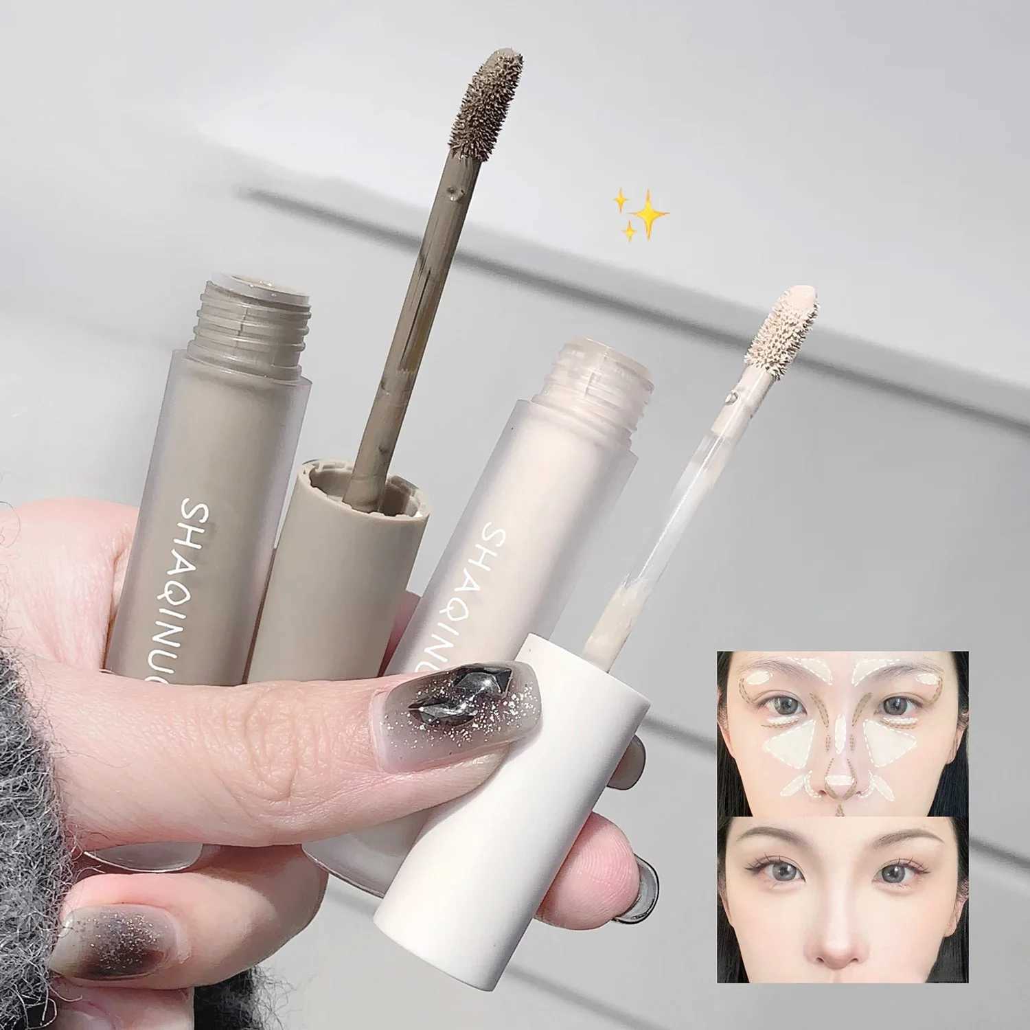 Facial Liquid Contour Stick Concealer Contouring 3D Cement Grey Nose Shadow Cream Brighten Highlighter Bronzer Concealer MakeupsW250217