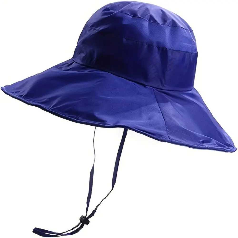 Polyester Womens Hats Portable Waterproof Wide Brim Bucket Hat Waterproof Rain Hat W250217