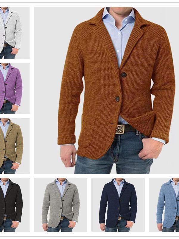 H2172Cozy Fall Fashion - Stand Collar Cardigan Outfit Ideal for Cold Weather