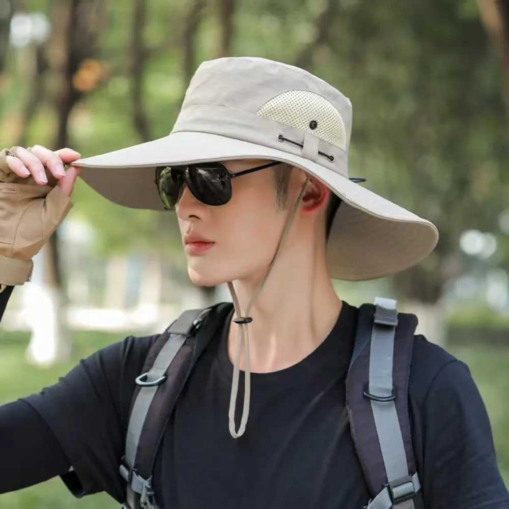 Wide Brim Fisherman Hat Sun Protection UV Anti Cap Breathable Bucket Hat Fashion Summer Hat For Outdoor Fishing Hiking Climb W250217