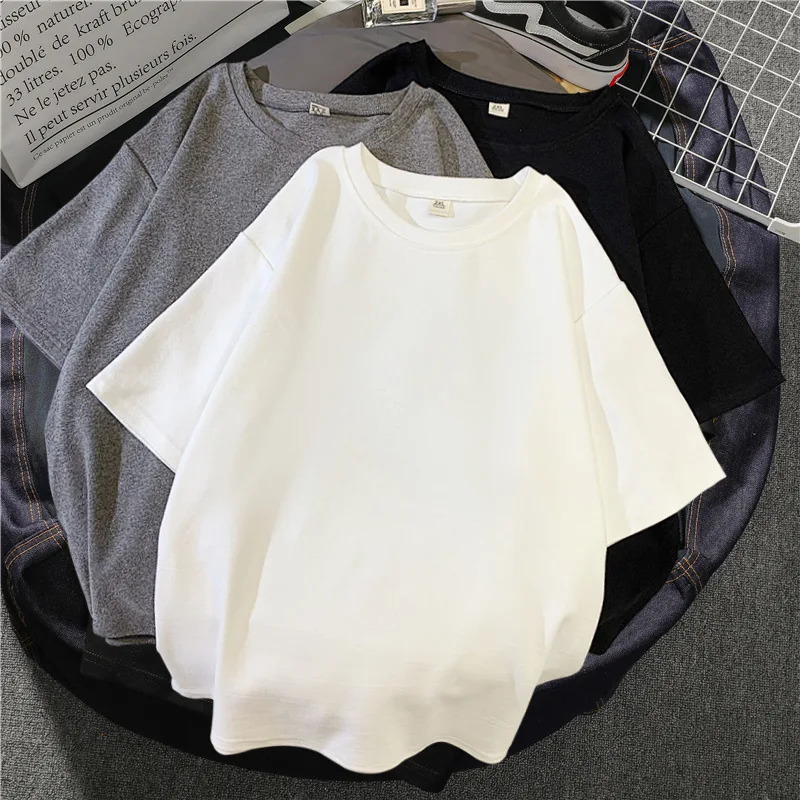 Basic T Shirt Women Summer Oversized Solid Tees 7 Color Casual Loose Tshirt Korean O Neck Female Tops 250217