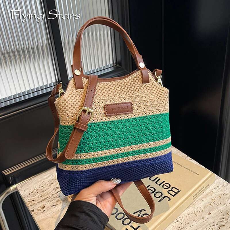 New Women s Fashion Woven Women s leisure Handbag trend Brand Designer Wallet Comparison Summer New Women s Slant Shoulder Bag Travel