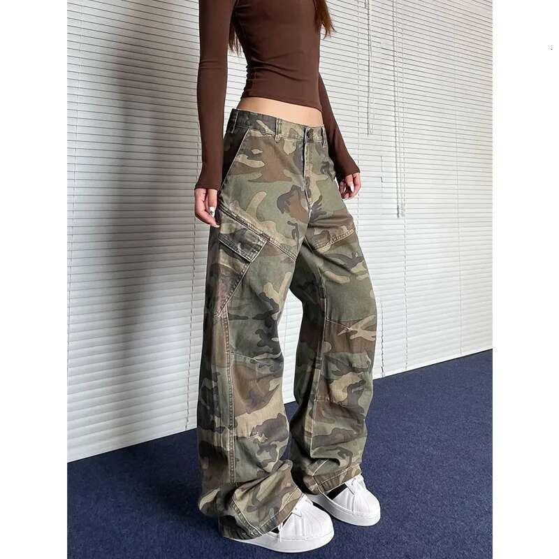 Green High Waist Women Jeans Hip-Hop Style Fashion Vintage Streetwear Y2k Wide Leg Jean 2024 Female Trouser Baggy Denim Pants