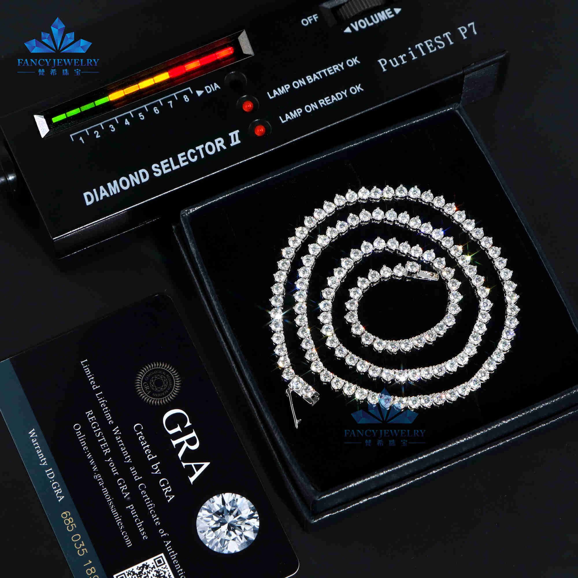 High-End 3mm GRA VVS Moissanite Iced Tennis Chain 3Prong Bracelet with Diamond Tester Gift Gold Plated Link Chain for Parties