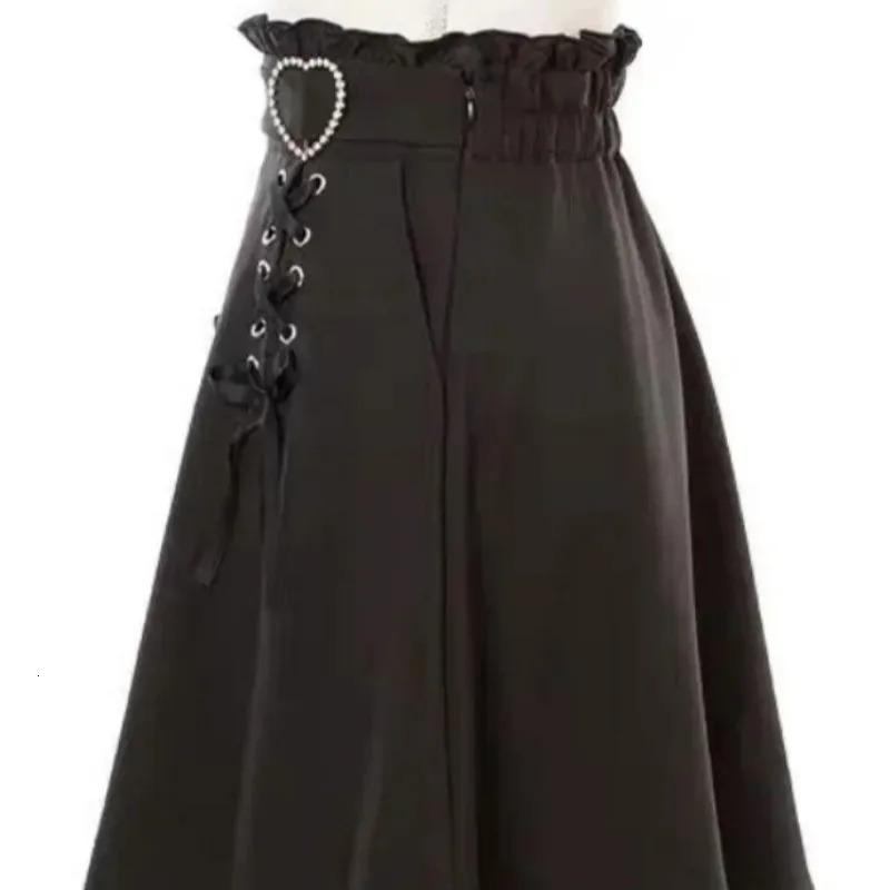 Y2k Aesthetic Harajuku Style Sweet Girl High Waist Mini Bandage Skirt Slim Women Solid Streetwear Gothic Jk Saia Feminina 250214