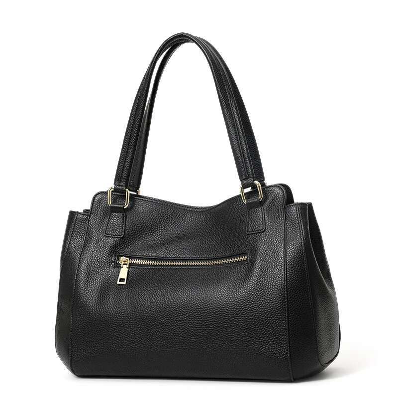 Aidrani Genuine leather women's tote bag, solid color, large capacity cowhide handbag, casual shoulder bag