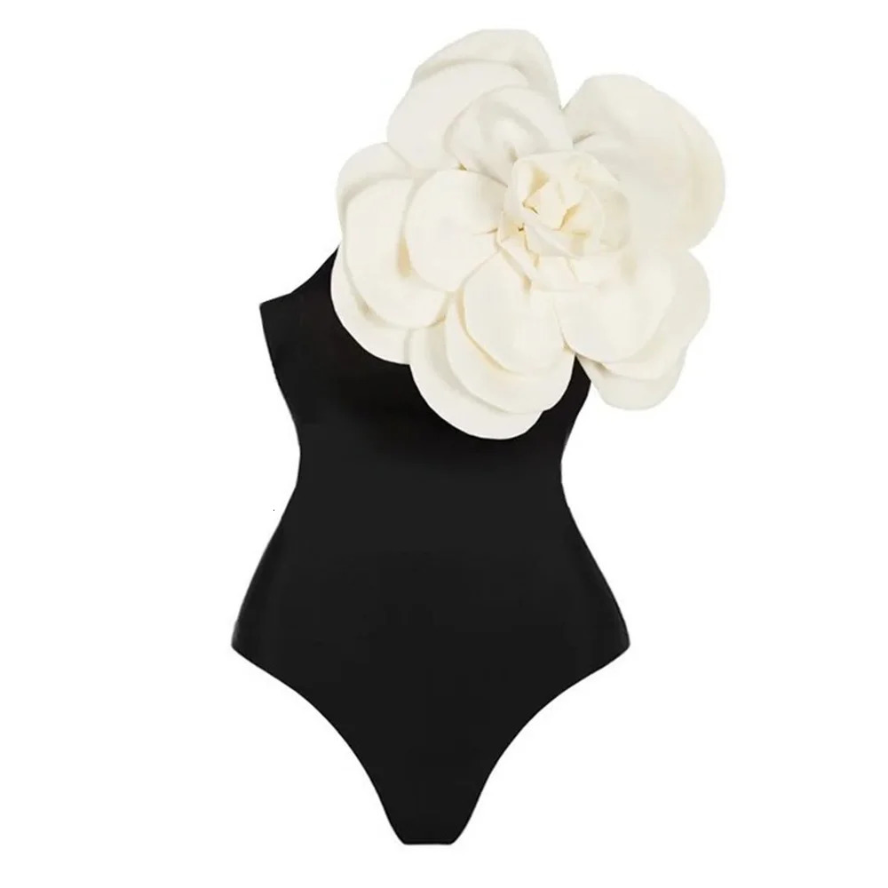 Flower One Piece Swimsuit Women Swimwear Monokini Bodysuit White Swim Suit Bathing Belt Beach Wear Summer 250214