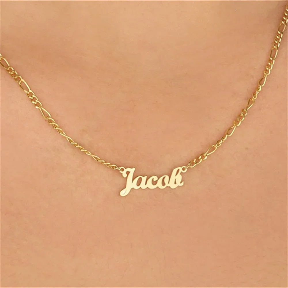 Jewelry Name Custom Necklaces for Men Nameplate Stainless Steel Women Silver Personalized Letter Necklace Gift 2023 250210