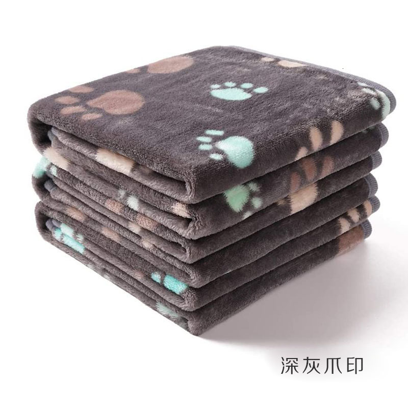 Pet Blanket Flannel Coral Fleece Dog Cat Paw Pad Kennel Cushion Print bone Plush Mats