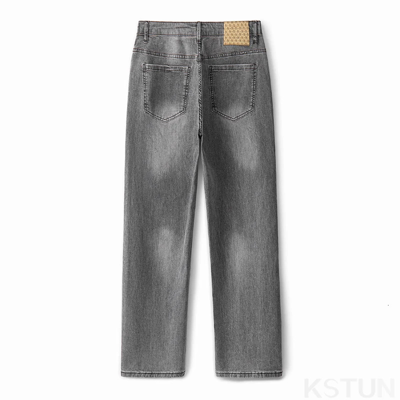KSTUN Gray Jeans Men Stretch Slim Straight Regular Fit Casual Pants Summer Denim Trousers Mens Clothing Man Fashion 250214