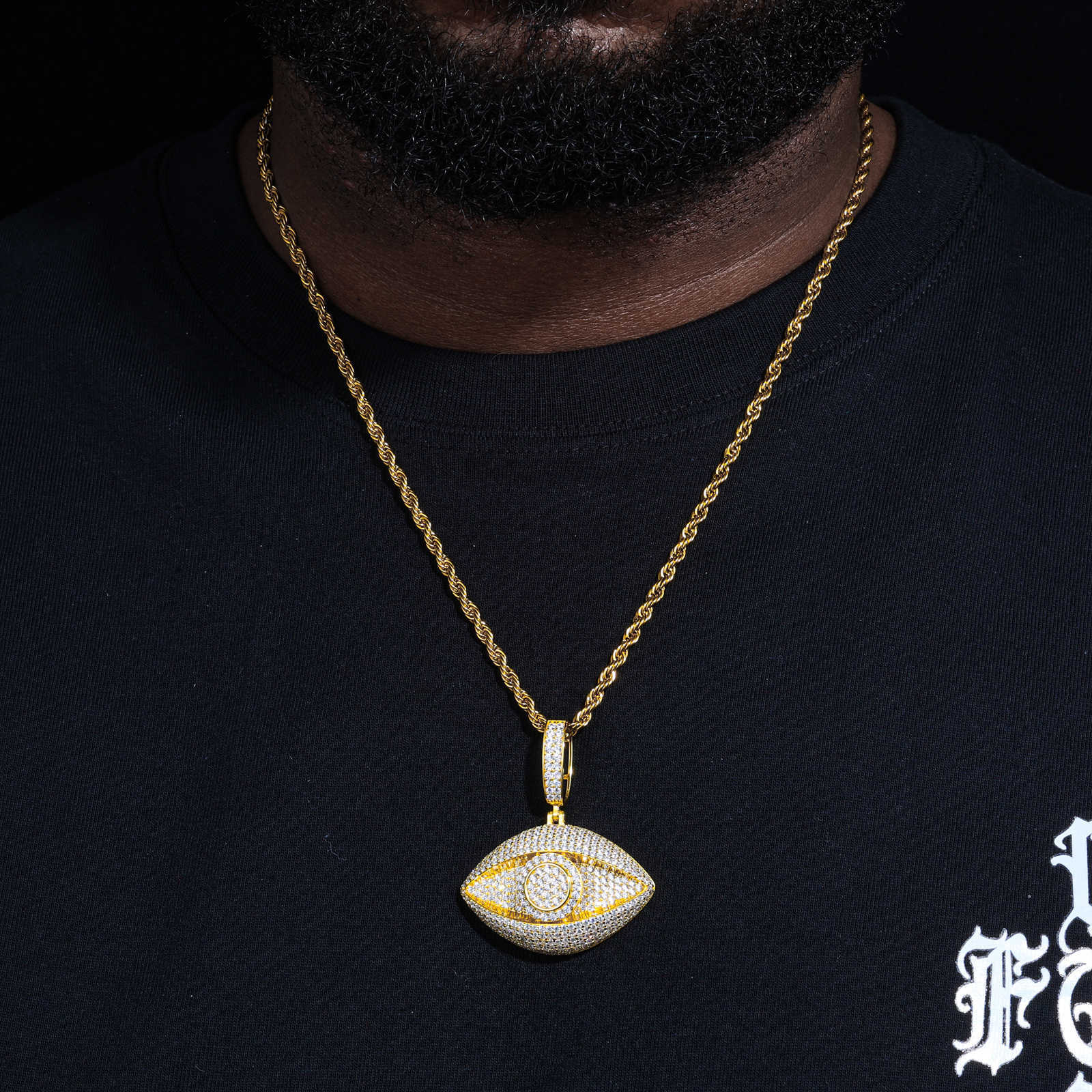 Fashionable Men Women Hip Hop Jewelry 925 Sterling Silver Micro VVS Moissanite Diamond Iced Out Evil Eye Pendant chain