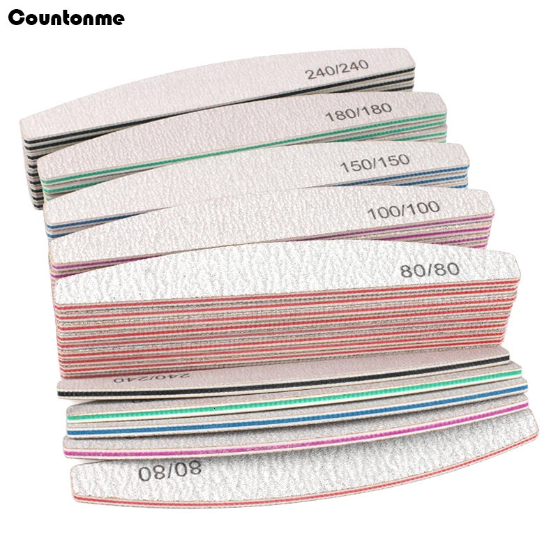 20Pcs/50Pcs Nail Art Files 100/180/240 Gel Nail Polishing Buffer Boat Pedicure Manicure Buffers Nails Accessoires lime a ongle 250214