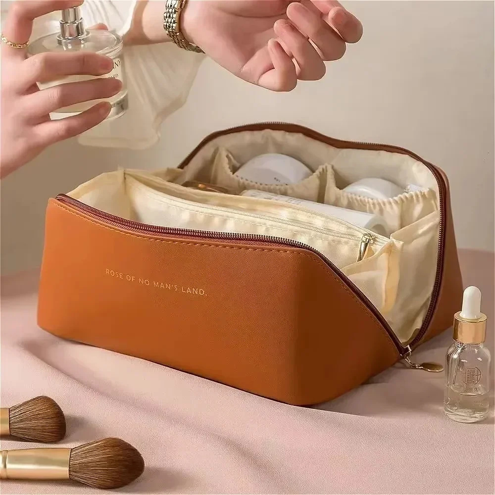Big travel makeup bag womens leather 250213