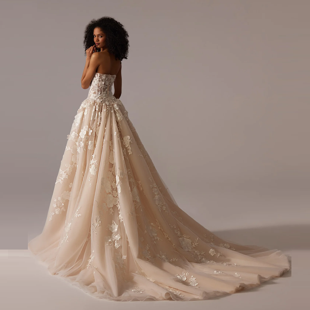 Attractive Sweehteart A-Line Wedding Dress Bling Beaded embroidery Appliques Lace Off Shoulder Sleeves Bridal Gowns Custom Made 01