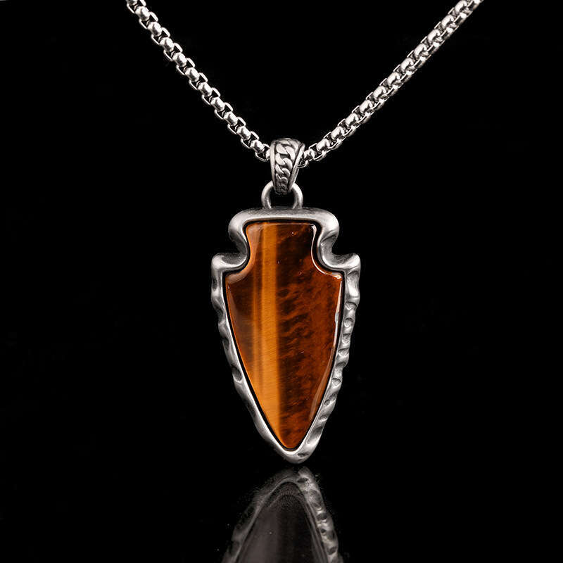 New Fashion Natural Stone with Nordic Viking Style Stainless Steel Men's Pendant Necklace