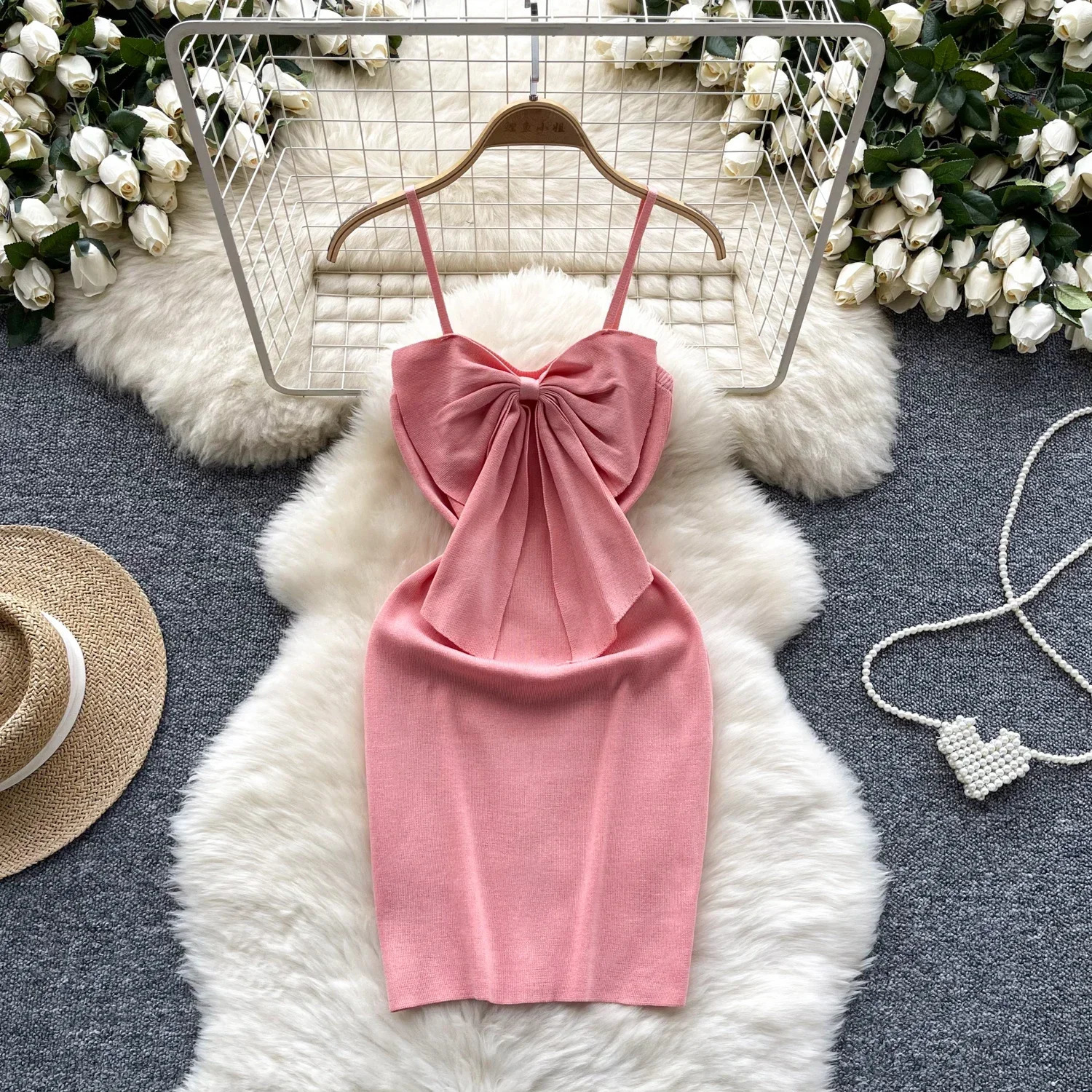 Sexy Backless Lace Solid Knitted Bow Summer Dress Women Black Mini Party Bodycon Sheath night Club Outfits 250214