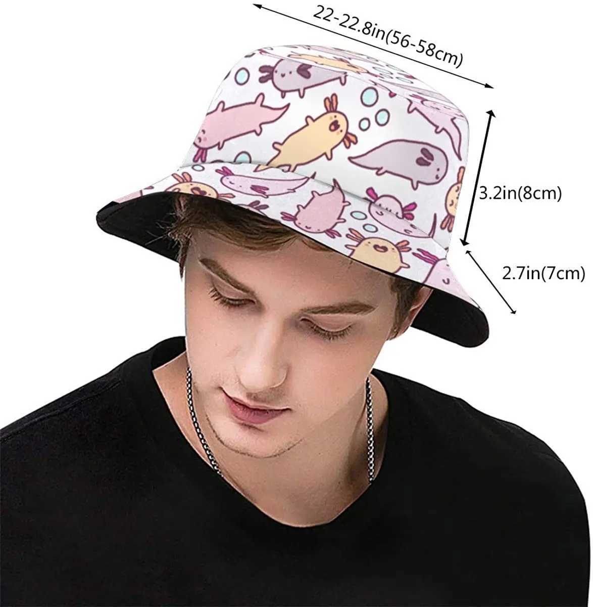 Cute cartoon Axolotl bucket hat summer beach sun hat packaged fisherman hat W250217