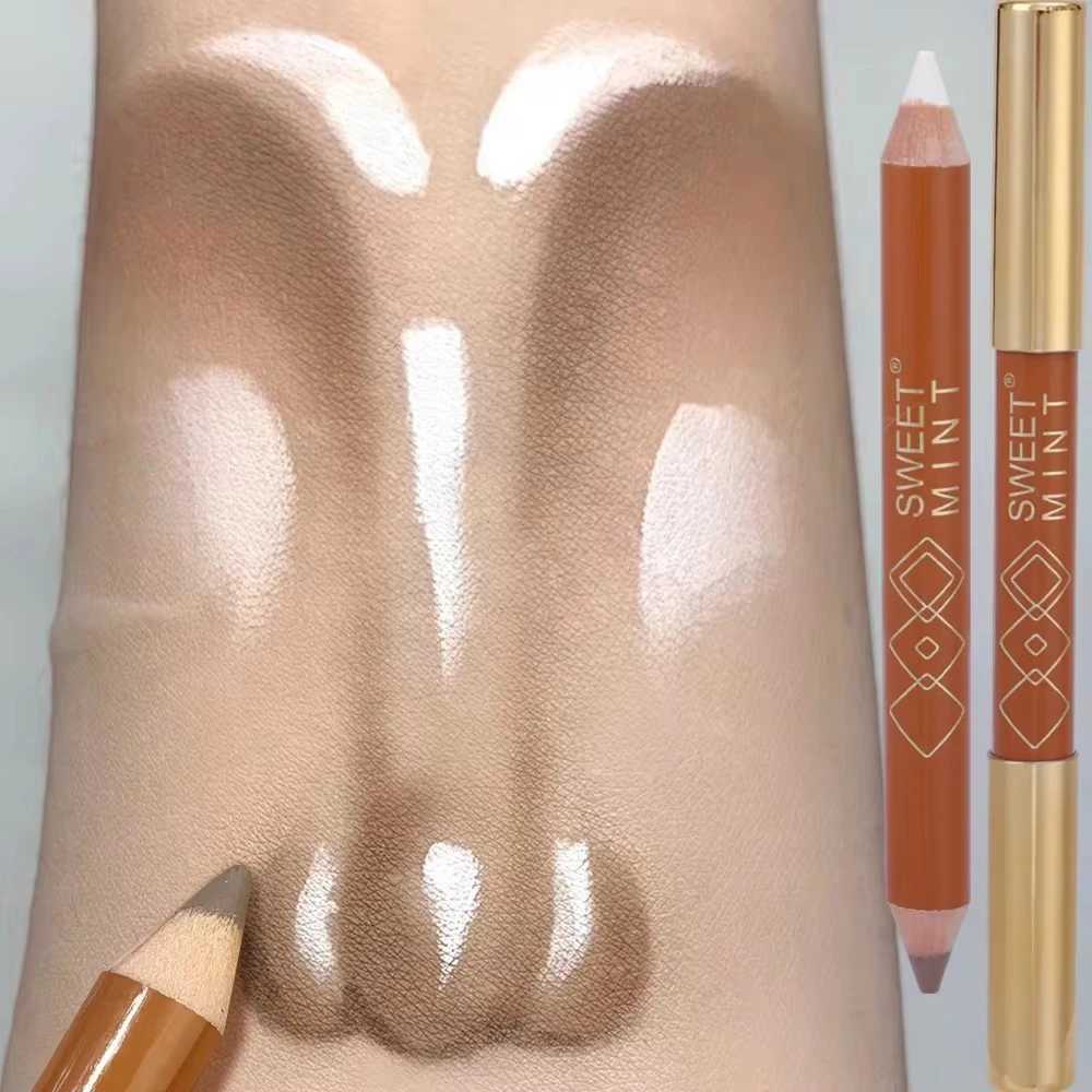 Matte Double-headed Contour Stick Highlighter Bronzer Nose Shadow Concealer Pencil Waterproof Brightening Face Contouring MakeupW250217