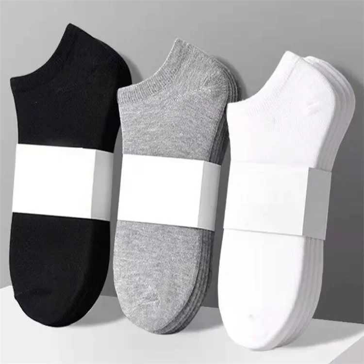 Men Solid Socks Soft Comfortable Lightweight Low Cut Ankle Cotton Socks Bulk Black White Grey Breathable Solid Color Boat Stock W250217