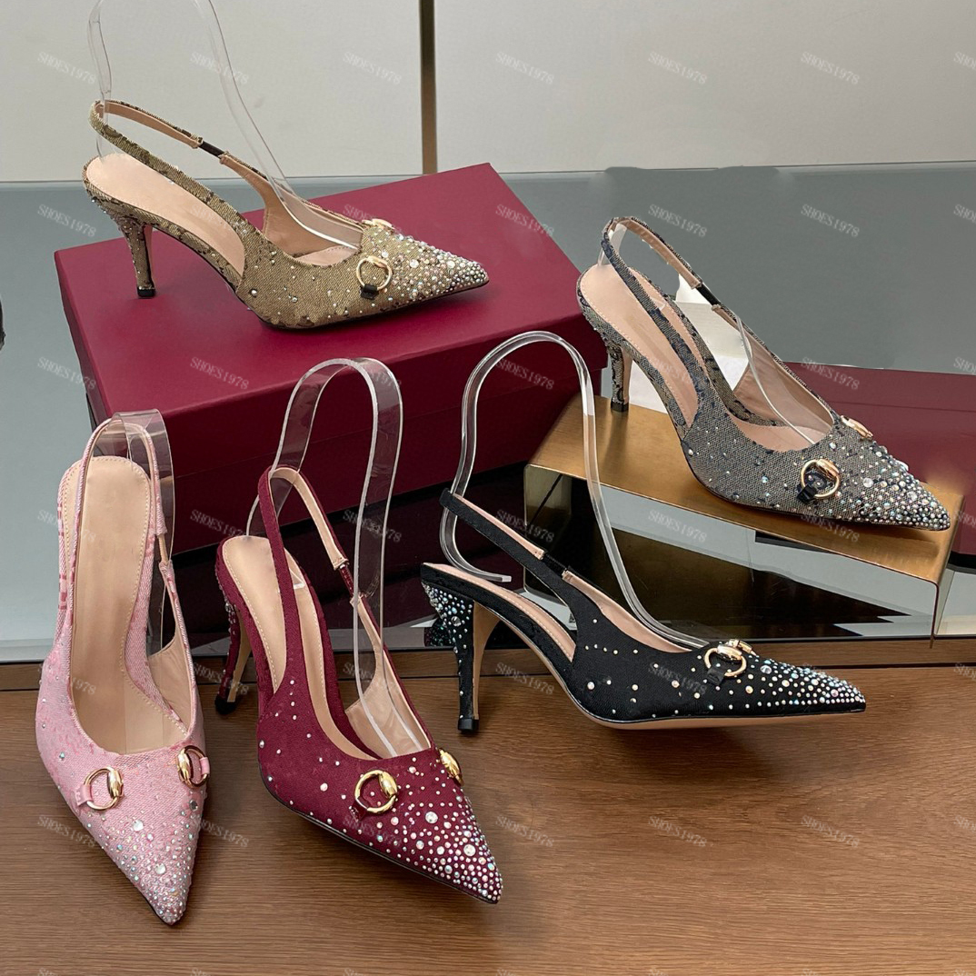 Designers sandals 4.5cm womens dress shoes Fashion rhie Stiletto Heel sgback shoe 8.5cm/10.5CM high Heeled Party Wedding Back Strap sandal 35-42