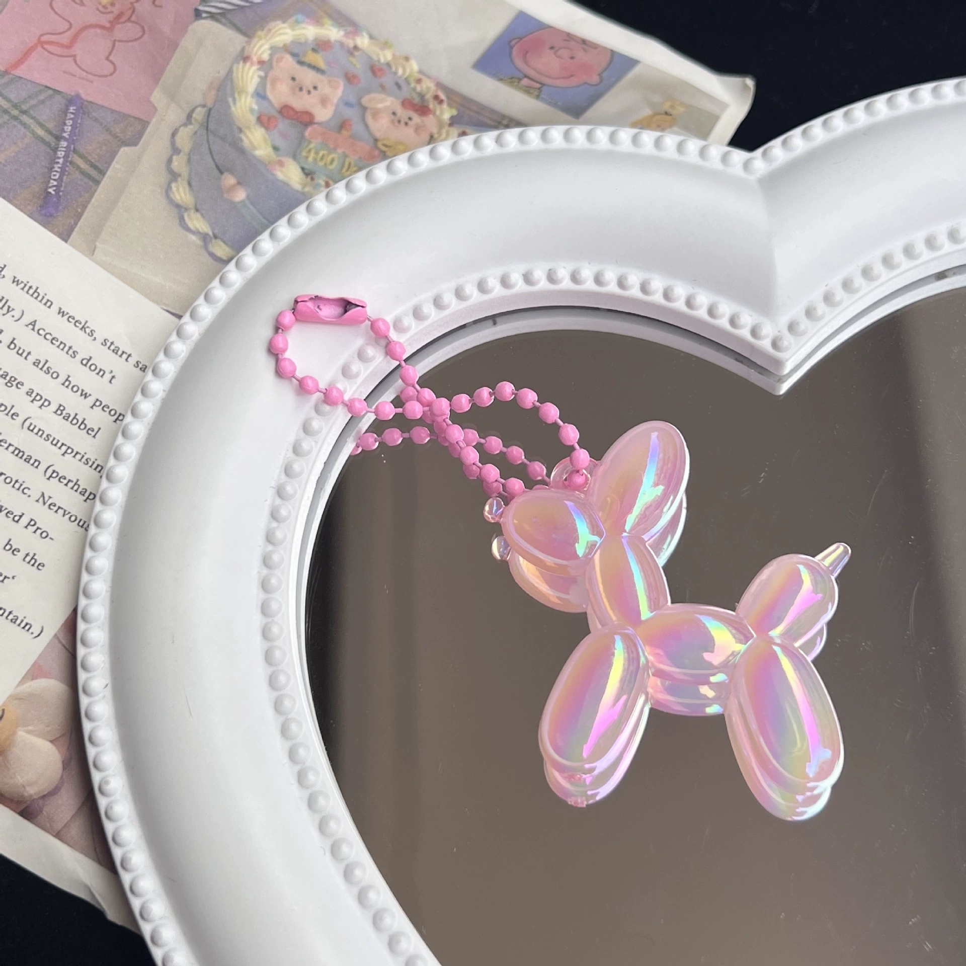 Laser Balloon Dog Doll Keychain Cute Doll Pendant Student Pendant Colorful Dog Creative Jewelry Gift