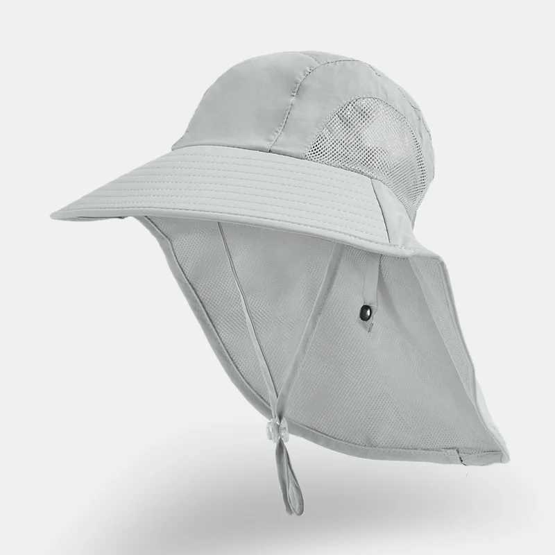 Kids Girls Boys Sun Hat Wide Brim UPF50+ Bucket Caps with Neck FlapBeach Play Hats Age 1-7 Years (Model 1039) W250217