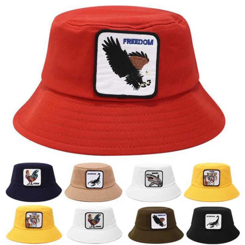 Animal Labeled Wide Brim Fisherman Hat Outdoor Travel Sunshade Basin Bucket Hat for Sun Protection Fishing Cap W250217