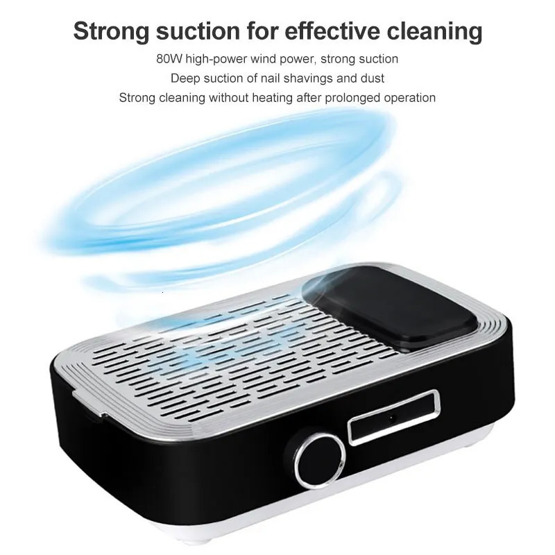80W High Power Charge Nail Vacuum Cleaner Polish Gel Remover Pedicure Dust Absorber With Removable Filters Nail Salon Tool 250214