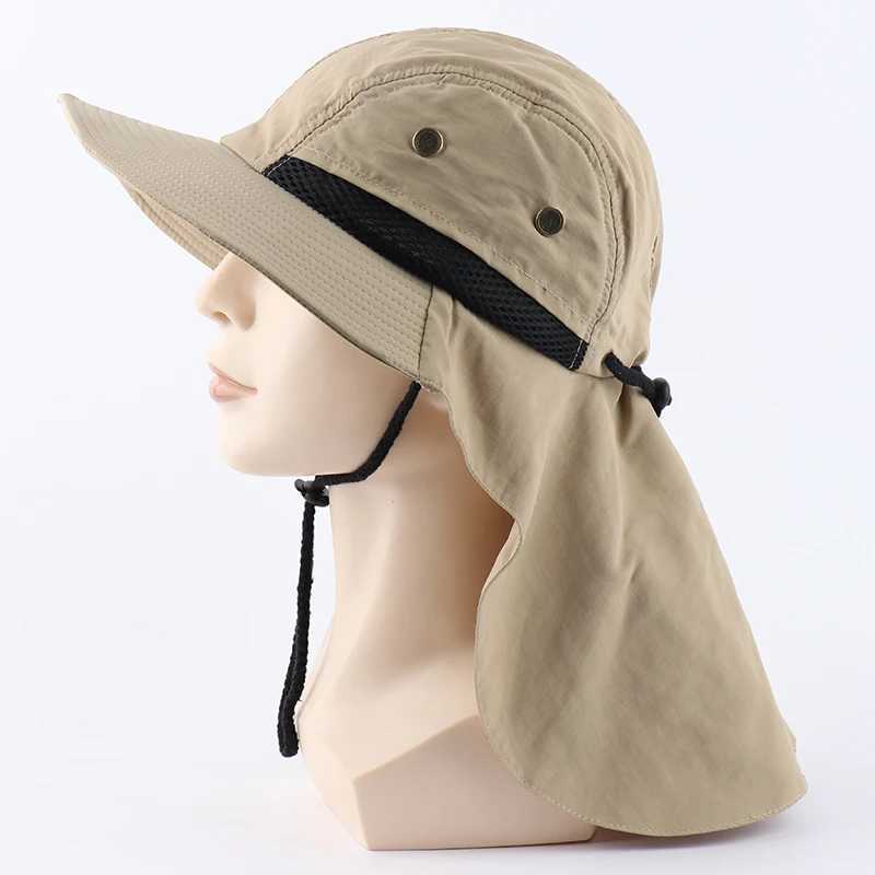 CAMOLAND Summer UPF50+ Sun Hats Women Mens Casual Boonie Hat With Neck Flap Outdoor Long Wide Brim Fishing Breathable Bucket Hat W250217