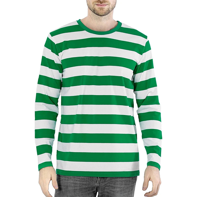 Classic Contrast Stripes Sweatshirt Men Clothing Long Sleeve Pullover Sweatshirts 3D Print Colorful Daily Casual Oneck Hoodies 250214