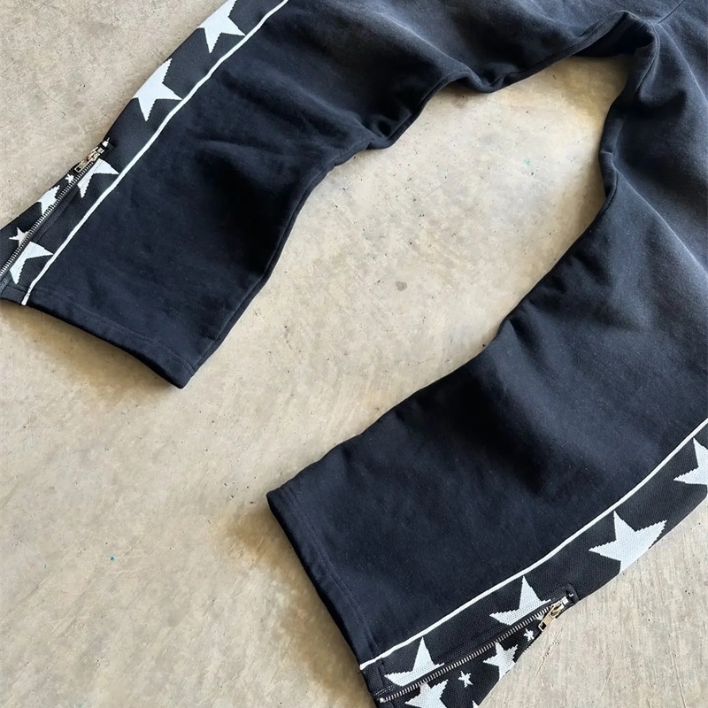 American Trend Striped Side Zipper n Elastic Waist WideLeg Pants Mens Y2K Harajuku HipHop Joker Casual Sweatpants w250113