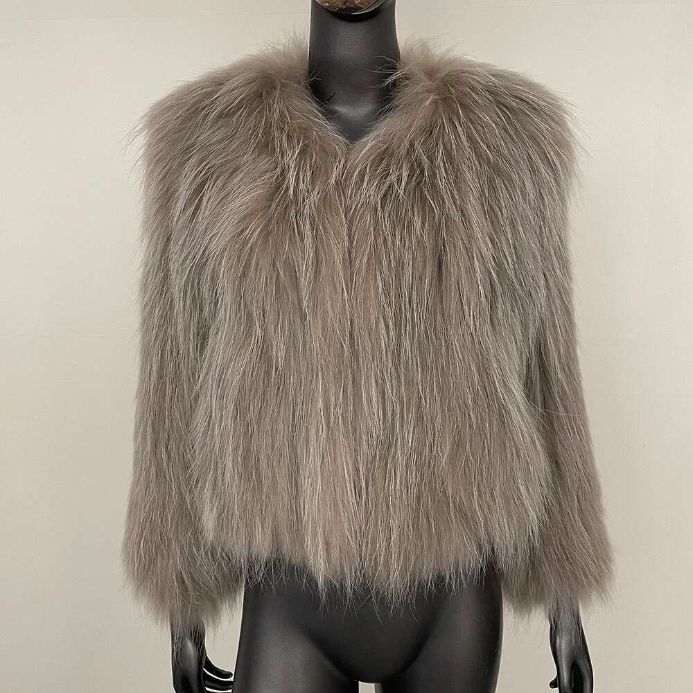 2024 Autumn and Winter New Natural Raccoon Double-sided Woven Fur Coat Thickened Women's Warm Leather Daily Commute