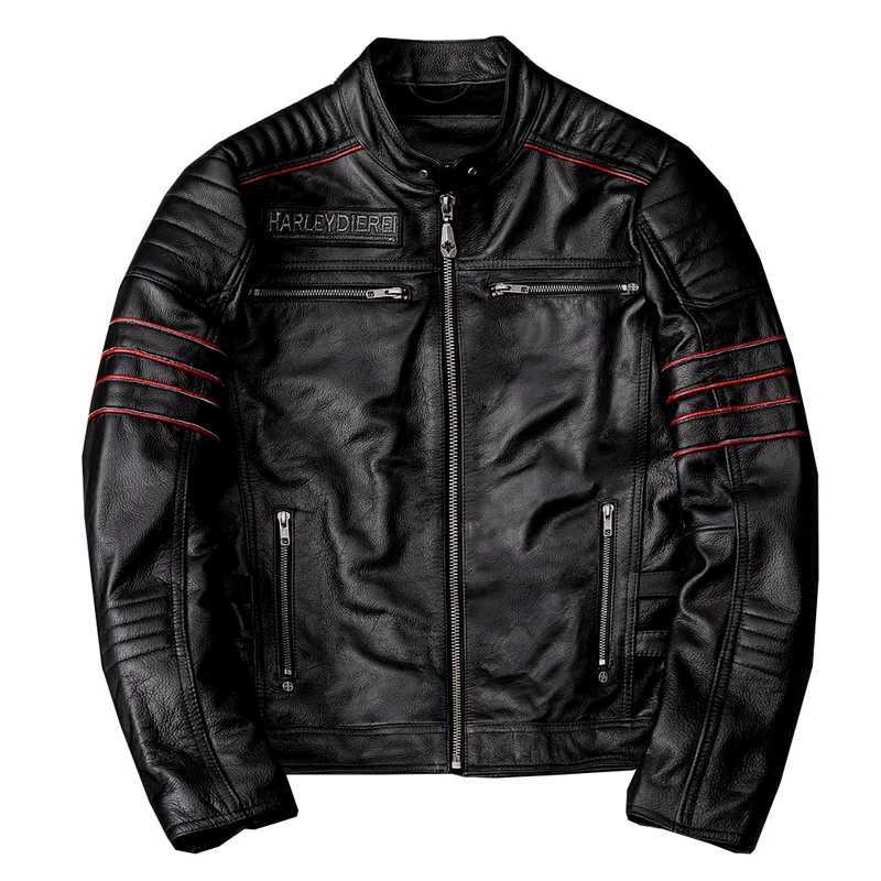 Men's Jackets New Motorcycle Men Cowhide Motocross Jacket Leather Winter Windproof Racing Suit Wear-resistant Moto Clothing For Harley z250217